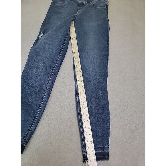 Spanx Jeans Womens Medium 28x27 Skinny High Rise Dark Disttessed Stretch Modern - Picture 2 of 14
